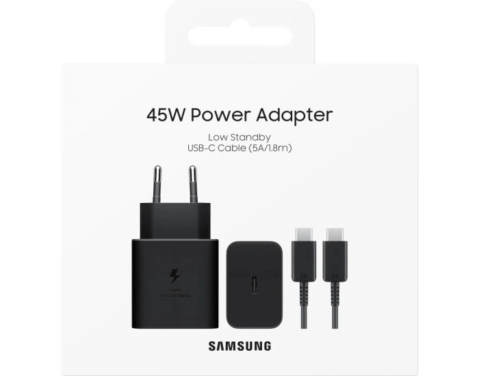 Мережеве зарядний пристрій Samsung EP-T4511 45W Type-C to Type-C cable (EP-T4511XBEGEU) чорний (100% оригінал)