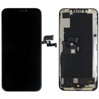 Дисплей з сенсорним екраном (модуль) iPhone XS, чорний переклеювання з пластиком камери и датчика