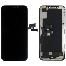 Дисплей з сенсорним екраном (модуль) iPhone XS, чорний переклеювання з пластиком камери и датчика