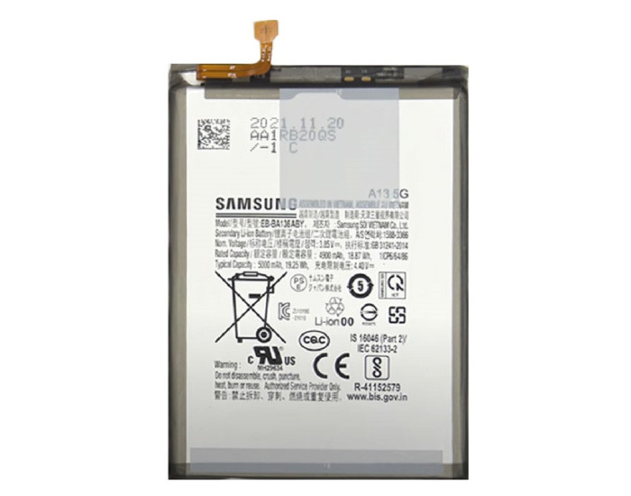 Аккумулятор Samsung EB-BA136ABY, A136 Galaxy A13 5G /M135 Galaxy M13, Li-ion, 3,85 B, 5000 мАч, оригинал