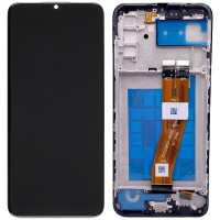 Дисплей з сенсорним екраном (модуль) Samsung A025 A02S, чорний з рамкою, Жовтий шлейф, оригінал, 160.5mm x 72mm