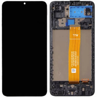Дисплей з сенсорним екраном (модуль) Samsung A125 A12 / A127 / A326 A32 5G / M127, чорний c рамкою, універсальна ревізія