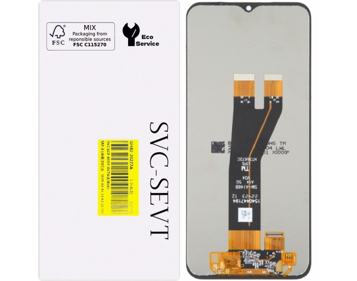 Дисплей с сенсорным экраном (модуль) Samsung A146 A14 5G, черный, сервисная упаковка, оригинал