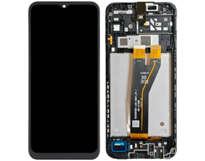 Дисплей с сенсорным экраном (модуль) Samsung A146 A14 5G, черный с рамкой, оригинал