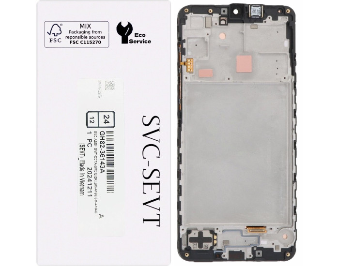Дисплей с сенсорным экраном (модуль) Samsung A166 A16 5G, черный с рамкой, оригинал, сервисная упаковка GH82-37047A