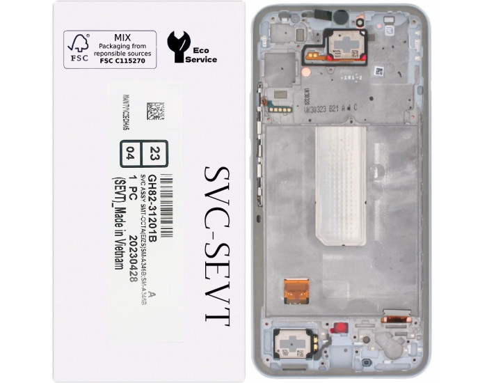 Дисплей с сенсорным экраном (модуль) Samsung A346 Galaxy A34 5G, черный с рамкой Silver, оригинал сервисная упаковка