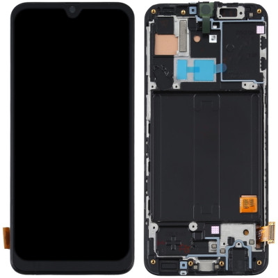 Дисплей с сенсорным экраном (модуль) Samsung A405 A40 2019, черный с рамкой, In-cell