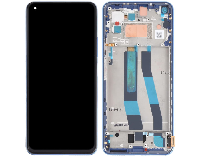 Дисплей с сенсорным экраном (модуль) Xiaomi Mi 11 Lite / Mi 11 Lite 5G / Mi 11 Lite 5G NE, синий с рамкой, оригинал