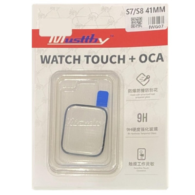 Скло фронтальне c OCA-пленкой Apple Watch 7 41mm/ 8 41mm, чорне, оригіналб Musttby