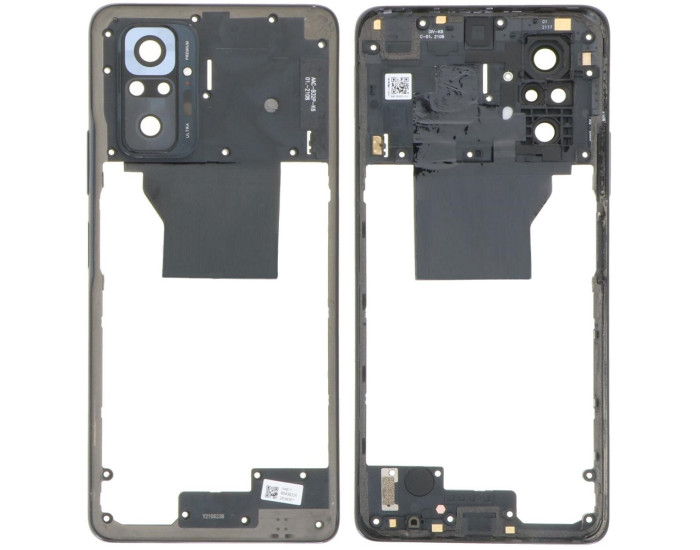 Рамка кріплення корпуси Xiaomi Redmi Note 10 Pro з склом камери, Onyx Gray, сіра