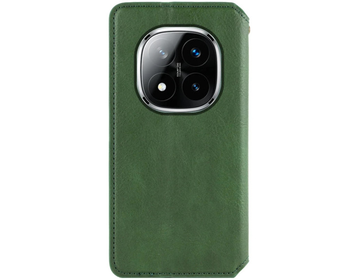 Чохол-книга шкіряний GETMAN Cubic Xiaomi Redmi Note 14 Pro 4G, Зелений