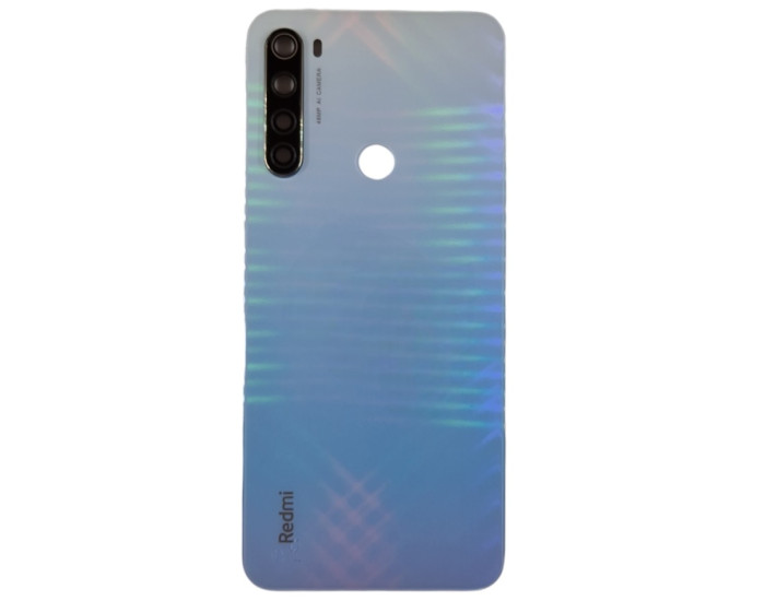 Задняя крышка для Xiaomi Redmi Note 8T (Белый/Синий) со стеклом камеры