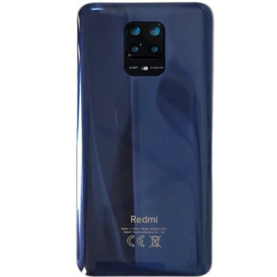 Задняя панель корпуса для Xiaomi Redmi Note 9 Pro, 64MP синяя со стеклом камеры