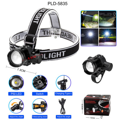 Ліхтарик налобний PLD-5835-P50, велокріплення, Li-Ion акумулятор, Type-C, zoom