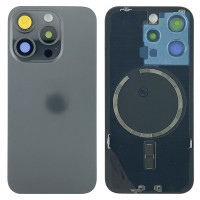 Задняя панель корпуса iPhone 15 Pro Black Titanium, со стеклом камеры, MagSafe, оригинал