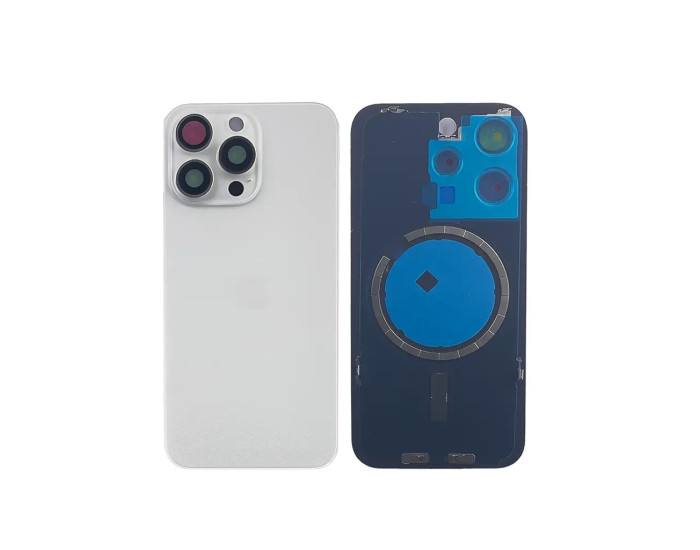 Задняя панель корпуса iPhone 15 Pro White Titanium, со стеклом камеры, MagSafe, оригинал
