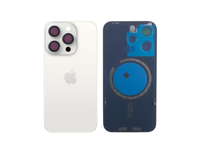 Задняя панель корпуса iPhone 15 Pro Max White Titanium, со стеклом камеры