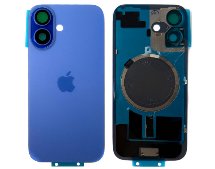 Задняя панель корпуса iPhone 16 Ultramarine, со стеклом камеры, MagSafe, оригинал