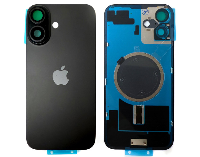 Задняя панель корпуса iPhone 16 Plus Black, со стеклом камеры, MagSafe, оригинал