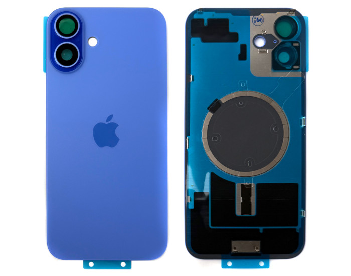Задняя панель корпуса iPhone 16 Plus Ultramarine, со стеклом камеры, MagSafe, оригинал