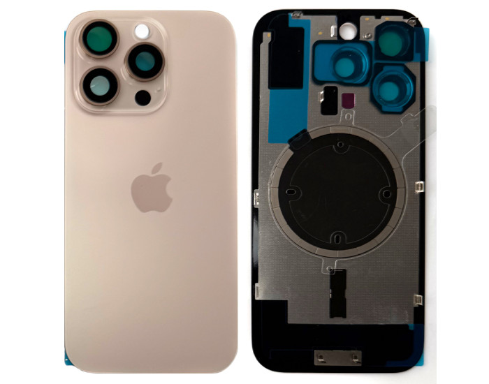 Задняя панель корпуса iPhone 16 Pro Desert Titanium, со стеклом камеры, MagSafe, оригинал