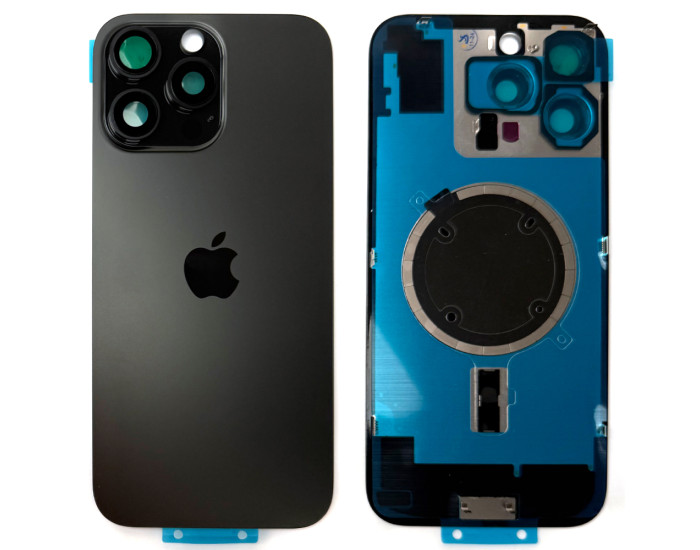 Задняя панель корпуса iPhone 16 Pro Max Black Titanium, со стеклом камеры, MagSafe, оригинал