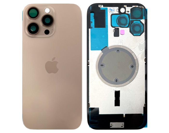 Задняя панель корпуса iPhone 16 Pro Max Desert Titanium, со стеклом камеры, MagSafe, оригинал