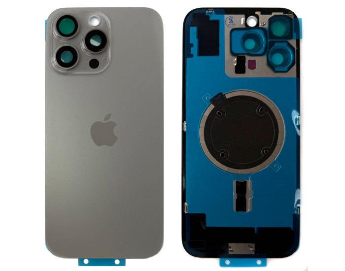Задняя панель корпуса iPhone 16 Pro Max Natural Titanium, со стеклом камеры, MagSafe, оригинал