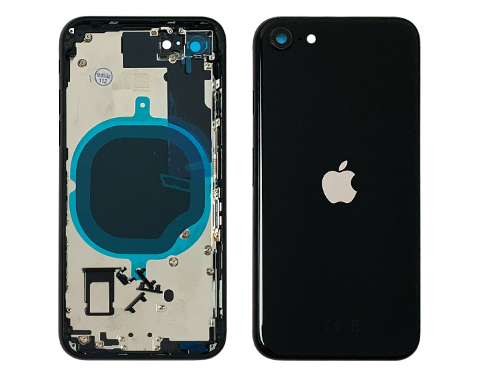 Корпус для iPhone SE2 2020 с держателем SIM карты, с боковыми кнопками, черный