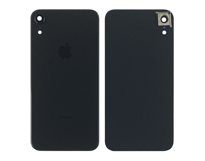 Задня панель корпуси для iPhone XR, чорна з склом камери