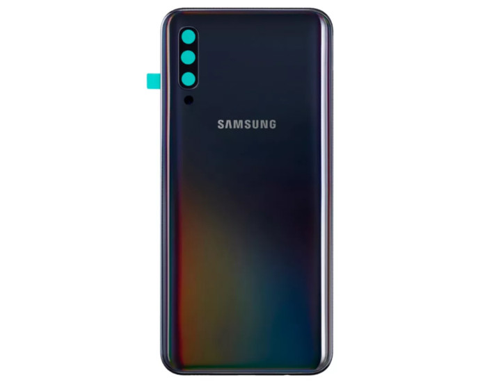 Задняя крышка для Samsung A505F Galaxy A50 - 2019, черная со стеклом камеры