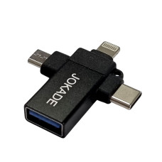 Перехідник OTG USB Jokade JC021 DUOYUAN 3в1 (Micro / Lightning / Type-C) USB3.0 Black