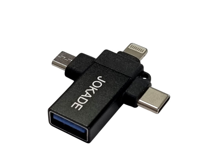 Переходник OTG USB Jokade JC021 DUOYUAN 3в1 (Micro/Lightning/Type-C/USB3.0) черный