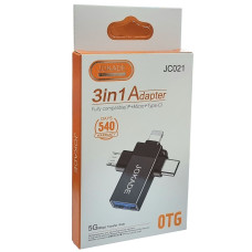 Переходник OTG USB Jokade JC021 DUOYUAN 3в1 (Micro/Lightning/Type-C/USB3.0) черный
