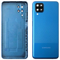 Задняя панель корпуса для Samsung A125 Galaxy A12 /A127 M12, синяя со стеклом камеры
