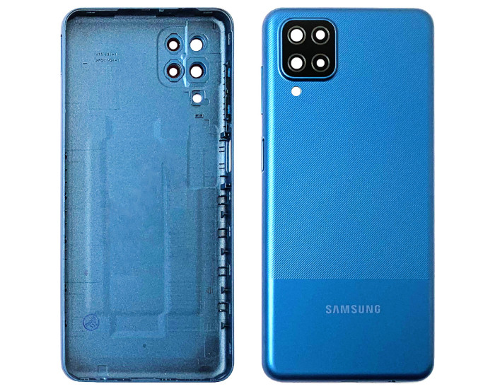 Задняя панель корпуса для Samsung A125 Galaxy A12 /A127 M12, синяя со стеклом камеры
