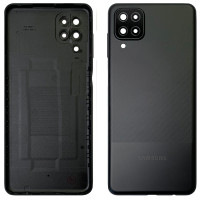 Задня панель корпуси для Samsung A125 Galaxy A12 /A127 M12, чорна з склом камери