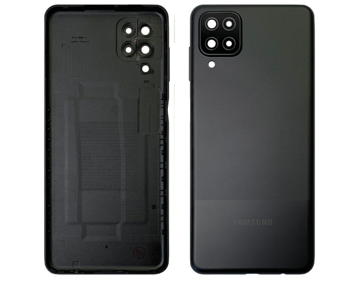 Задня панель корпуси для Samsung A125 Galaxy A12 /A127 M12, чорна з склом камери