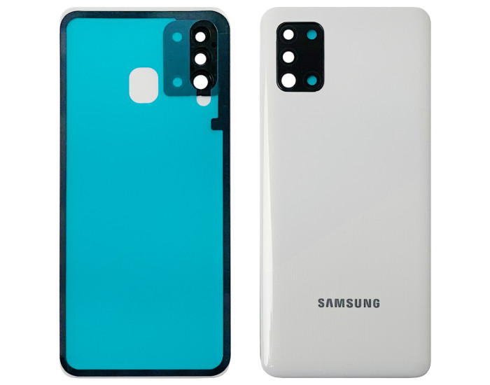 Задняя панель корпуса для Samsung A315 Galaxy A31, белая со стеклом камеры