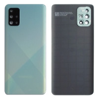 Задняя панель корпуса для Samsung A715F Galaxy A71 - 2020, голубая со стеклом камеры