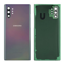Задняя панель корпуса для Samsung N975 Note 10 Plus, серебристая со стеклом камеры