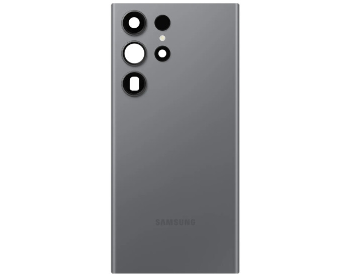 Задняя панель корпуса для Samsung S918B Galaxy S23 Ultra, серая, Graphite со стеклом камеры, оригинал