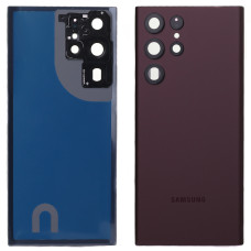 Задняя панель корпуса для Samsung S908B Galaxy S22 Ultra 5G, со стеклом камеры, Burgundy Red