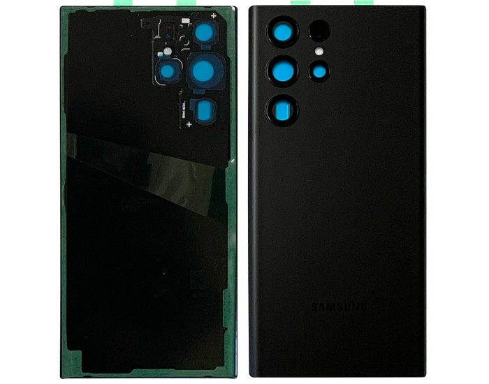Задняя панель корпуса для Samsung S908B Galaxy S22 Ultra 5G, черный со стеклом камеры