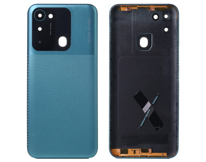 Задняя кришка для Tecno Spark Go 2022 (KG5m) зеленая, Turquoise Cyan со стеклом камеры