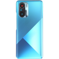 Задняя крышка для Xiaomi Poco F3 /Redmi K40, синяя со стеклом камеры, лого Poco, оригинал