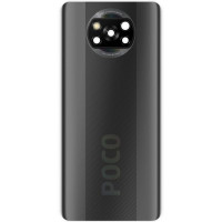 Задняя крышка корпуса для Xiaomi Poco X3 Pro /Poco X3, черная со стеклом камеры