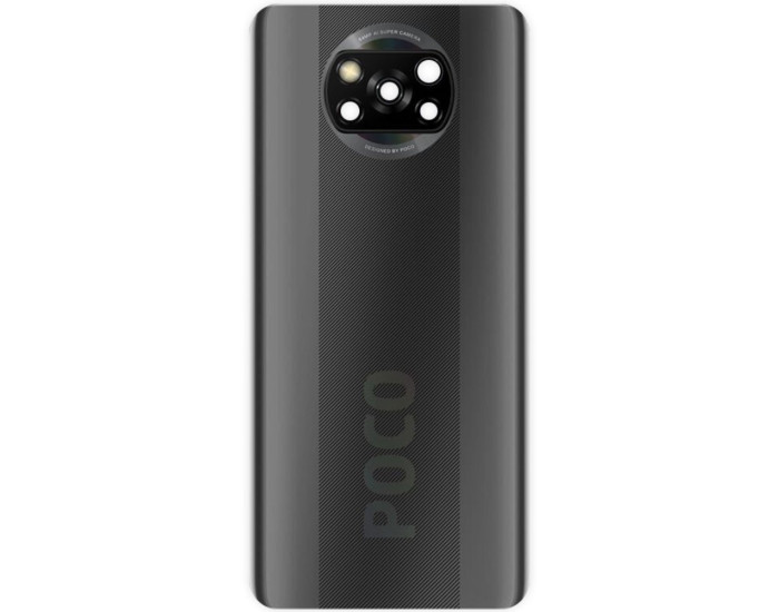 Задняя крышка корпуса для Xiaomi Poco X3 Pro /Poco X3, черная со стеклом камеры