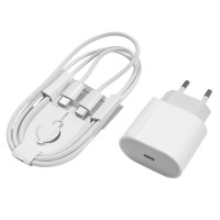 Мережеве зарядний пристрій (1:1 original) Type-C 35W iPhone 16/16 Pro/16 Pro Max +Type-C to Type-C cable (коробка) (Білий  White)