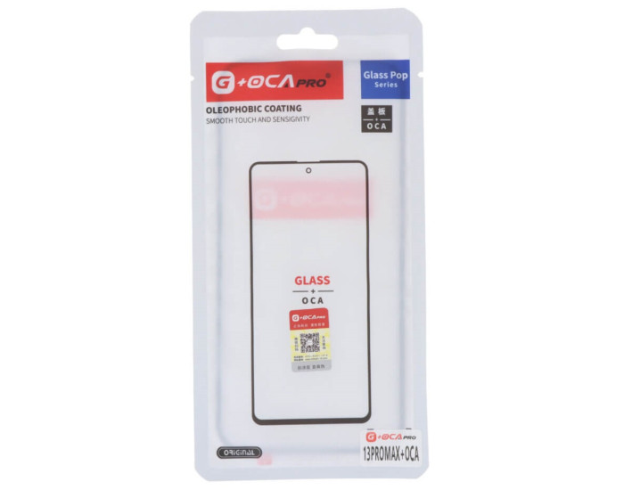Скло фронтальне c OCA-пленкой iPhone 13 Pro Max, чорне, оригінал G+OCA-PRo